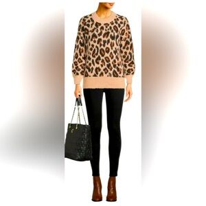 Leopard Print, Eyelash Sweater, Size XL, Time and Tru